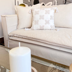 Funda Boho Cruceta Crudo Cuadrada