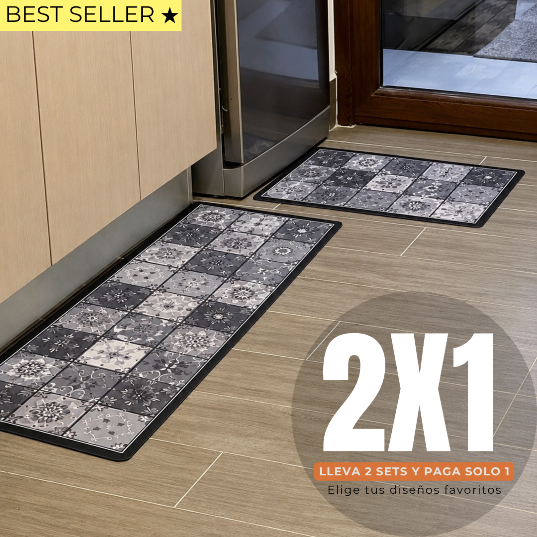 Set Alfombras de Cocina Mosaico Gris Antideslizante y Absorbente | Anticharcos y Lavables (Copia)