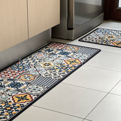 Set Alfombras de Cocina Terracota Boho Antideslizante y Absorbente | Anticharcos y Lavables