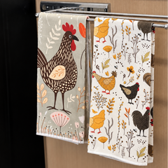 Set 2 Paños Cocina Gallinas Microfibra