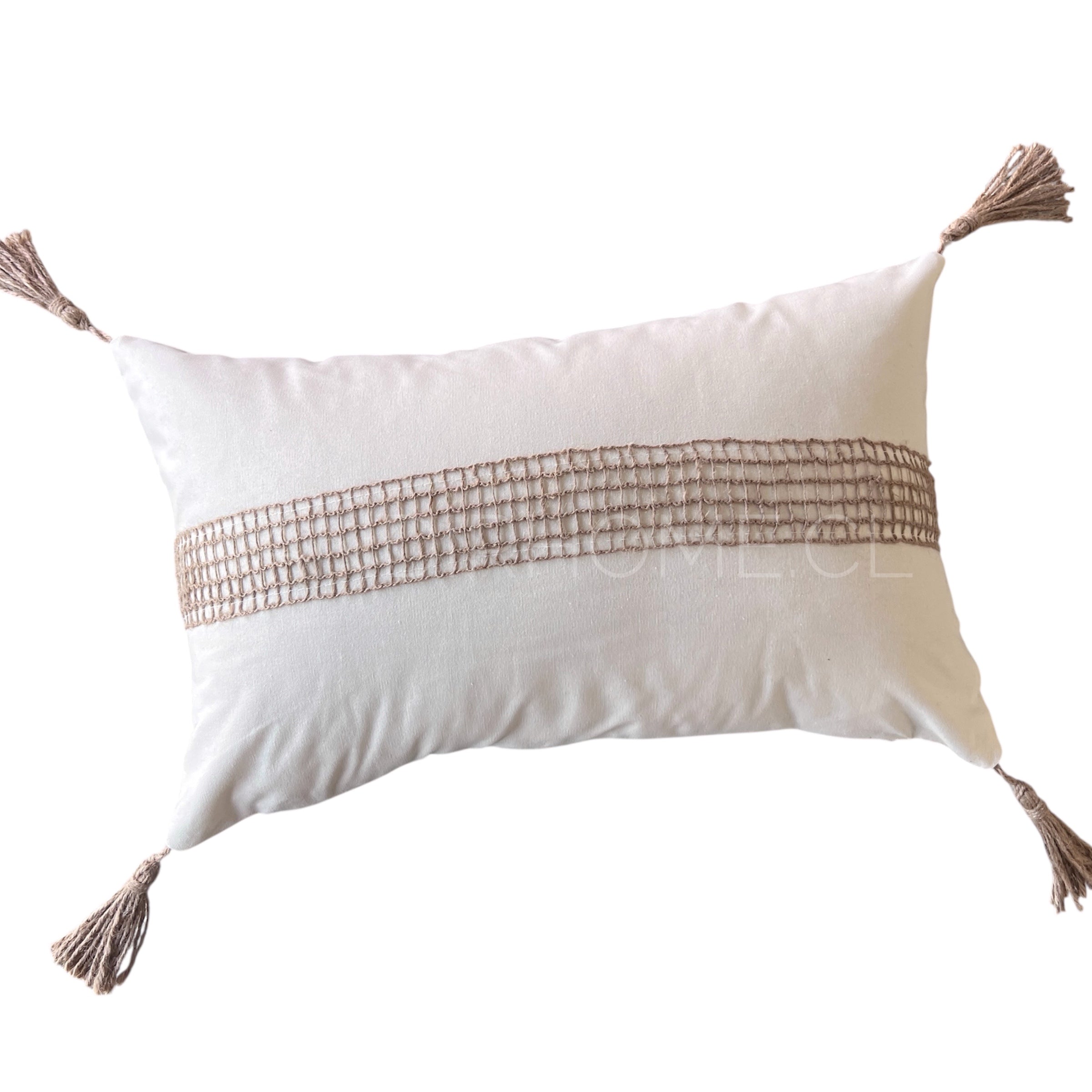 Funda Bohemia Franja Tejida Rústico Yute Rectangular