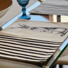 SET 6 Individuales Conejo Negro Tela Repelente y Antimanchas