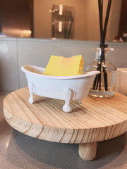 Jabonera Enlozada con Diseño de Tina Vintage Blanco