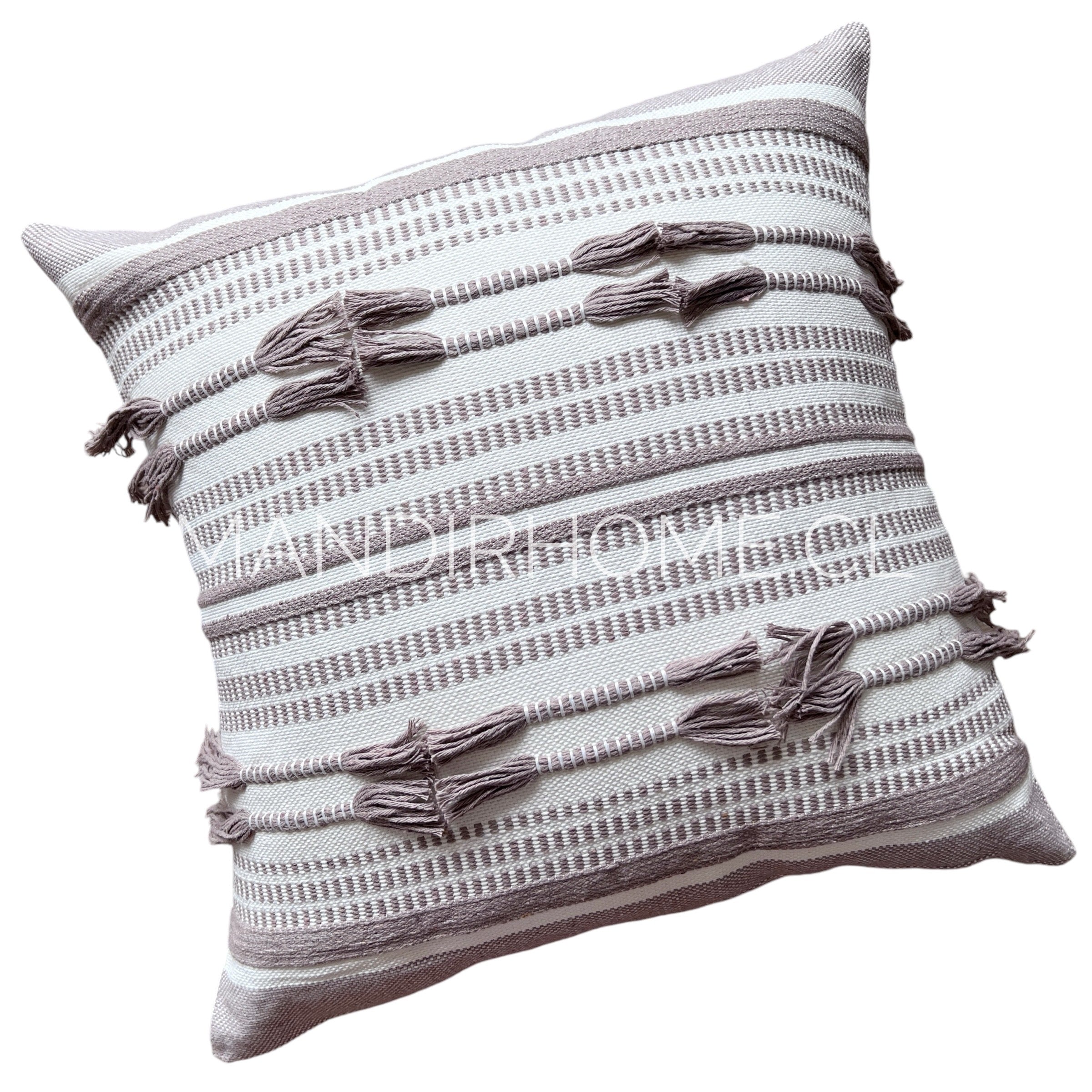 Funda Boho Kelim Lazos Beige Taupe Cuadrada