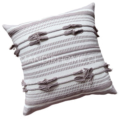 Funda Boho Kelim Lazos Beige Taupe Cuadrada