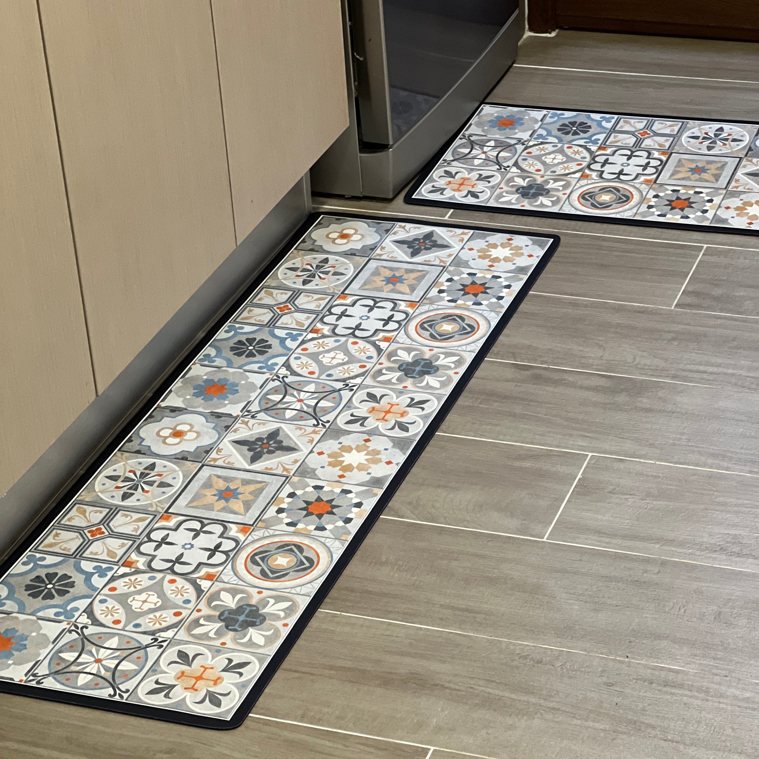 Set Alfombras de Cocina Mosaico Arena y agua Antideslizante y Absorbente | Anticharcos y Lavables - Mandir Home
