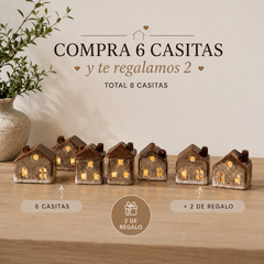Set de 8 Casitas de Cerámica con Luz LED (Compra 6 y recibe 2 de regalo)