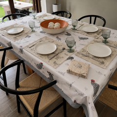 Mantel antimanchas Gallinas | lavable y sin plancha