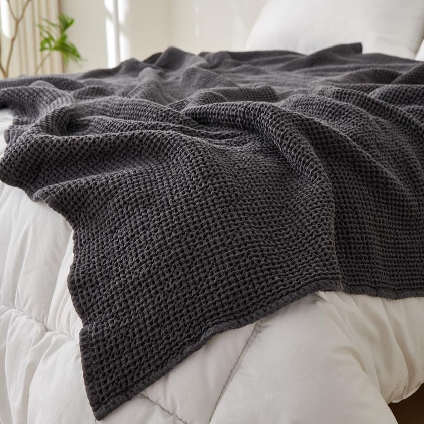 Manta Waffle Gris Algodón 205 x155cms