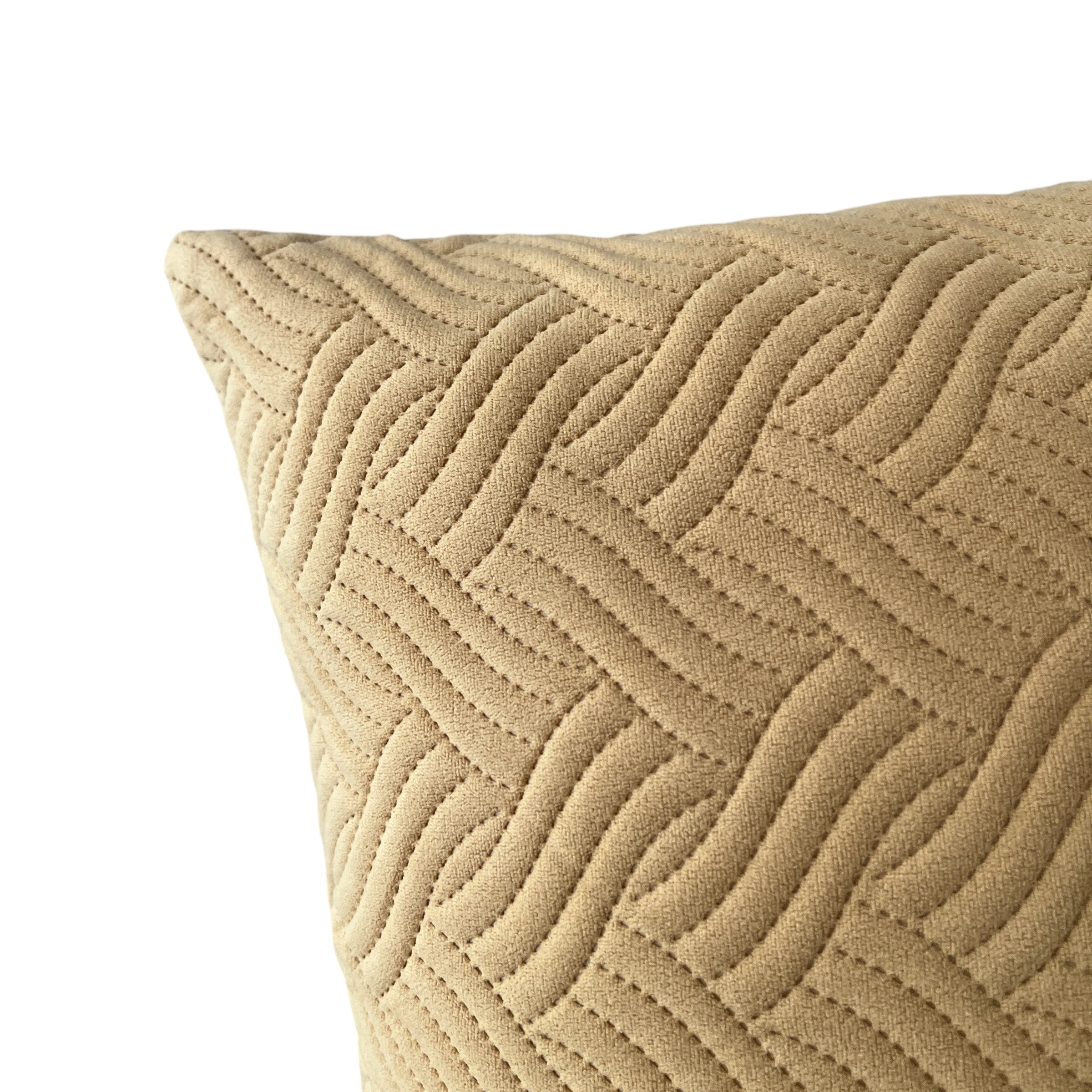 Funda Cojín Terciopelo Costuras Trenza Amarillo Mostaza Cuadrada