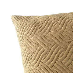 Funda Cojín Terciopelo Costuras Trenza Amarillo Mostaza Cuadrada