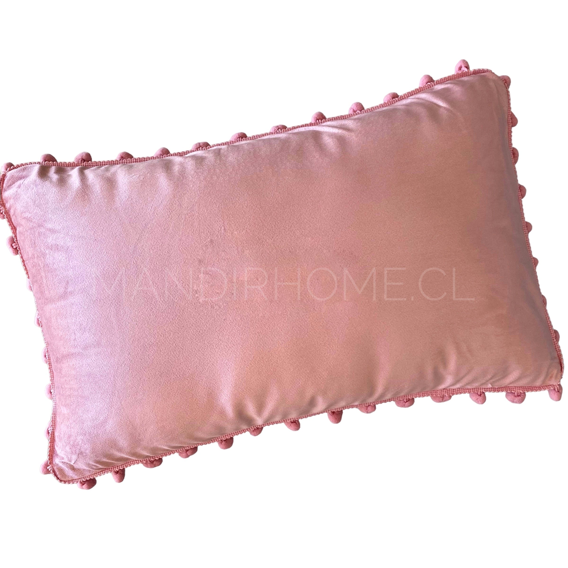 ¡Quedan 3! Funda de Cojín Velvet Pompón Rosado Rectangular