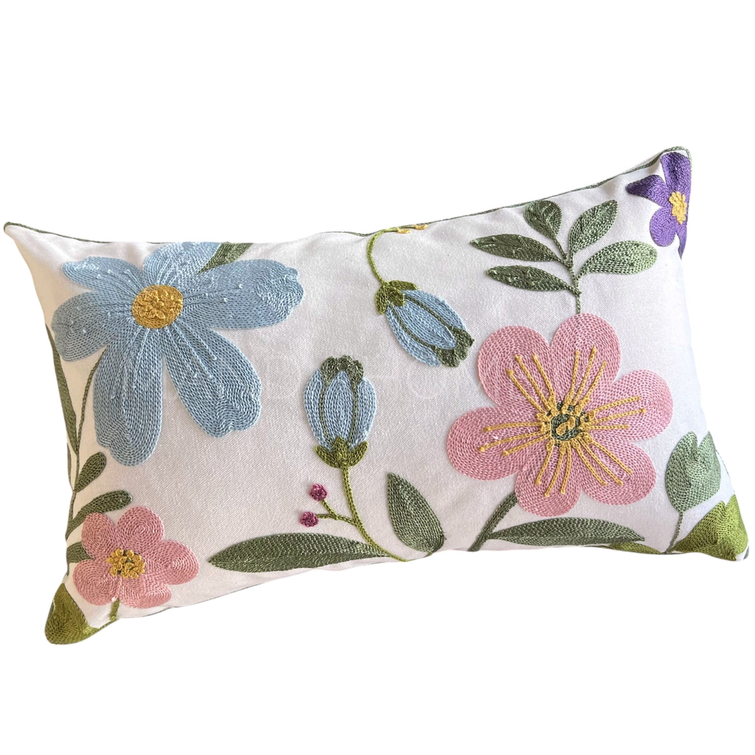 Funda de Cojín Bordada Flora 50x30cms - Mandir Home