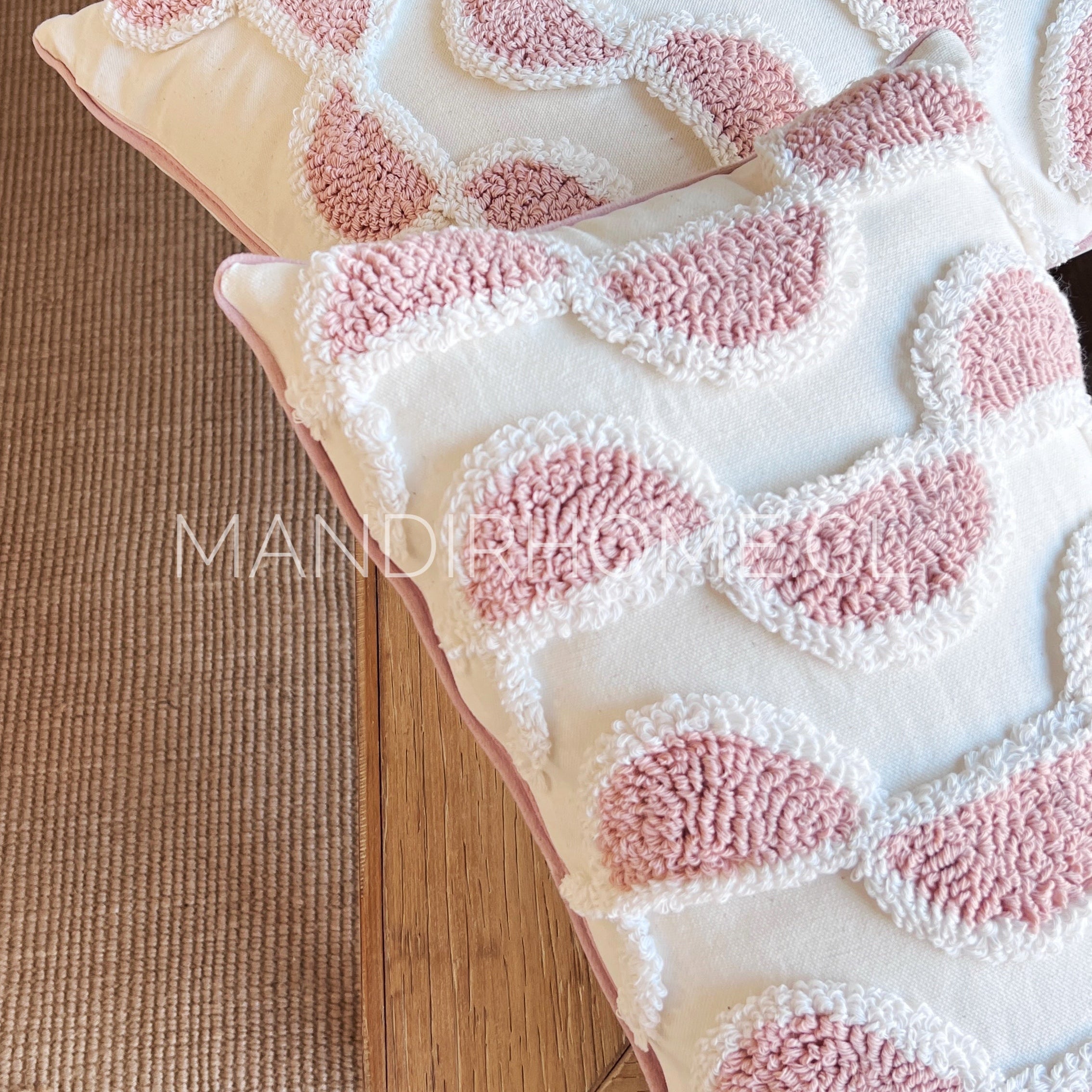 Funda Bohemia Medialuna Rosada Con Vivo Rectangular