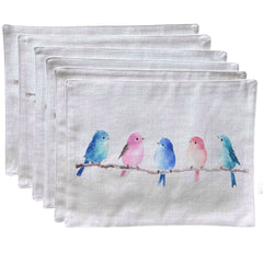 SET 6 Individuales Pajaritos Tela Repelente y Antimanchas