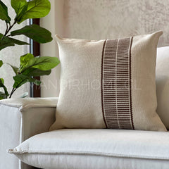 Funda de Cojín Boho Origen Café Tejido Cuadrado