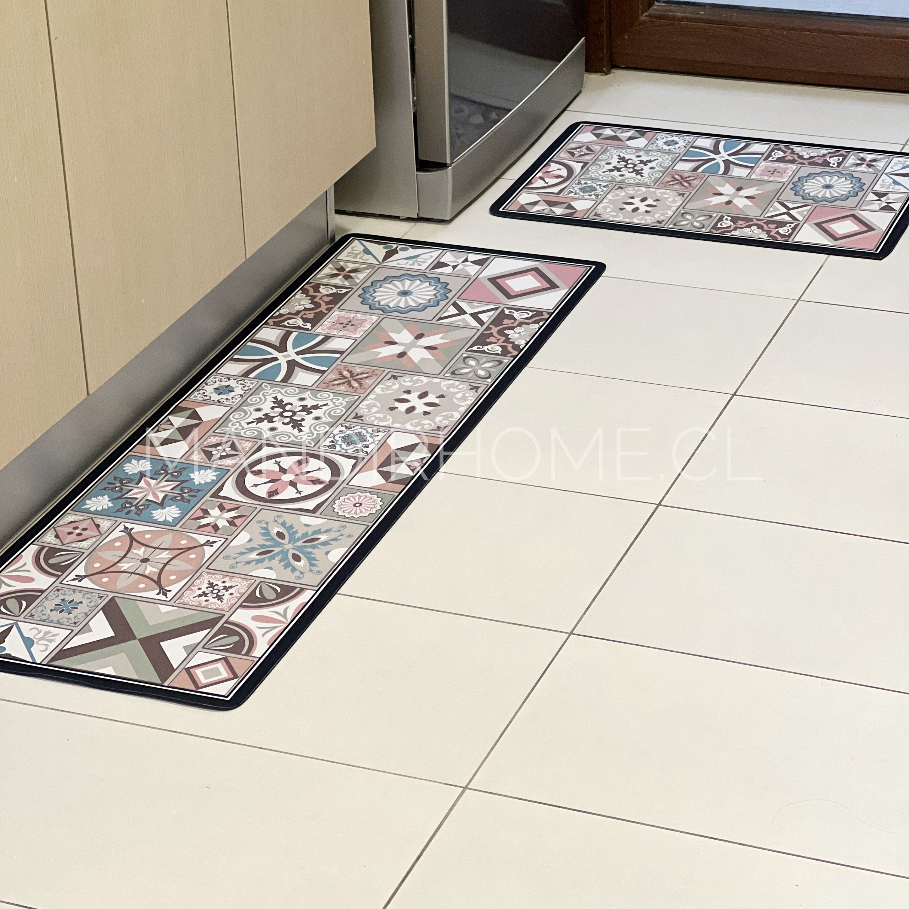 ¡NEW! Set Alfombras de Cocina Rosa Provenza Antideslizante y Absorbente