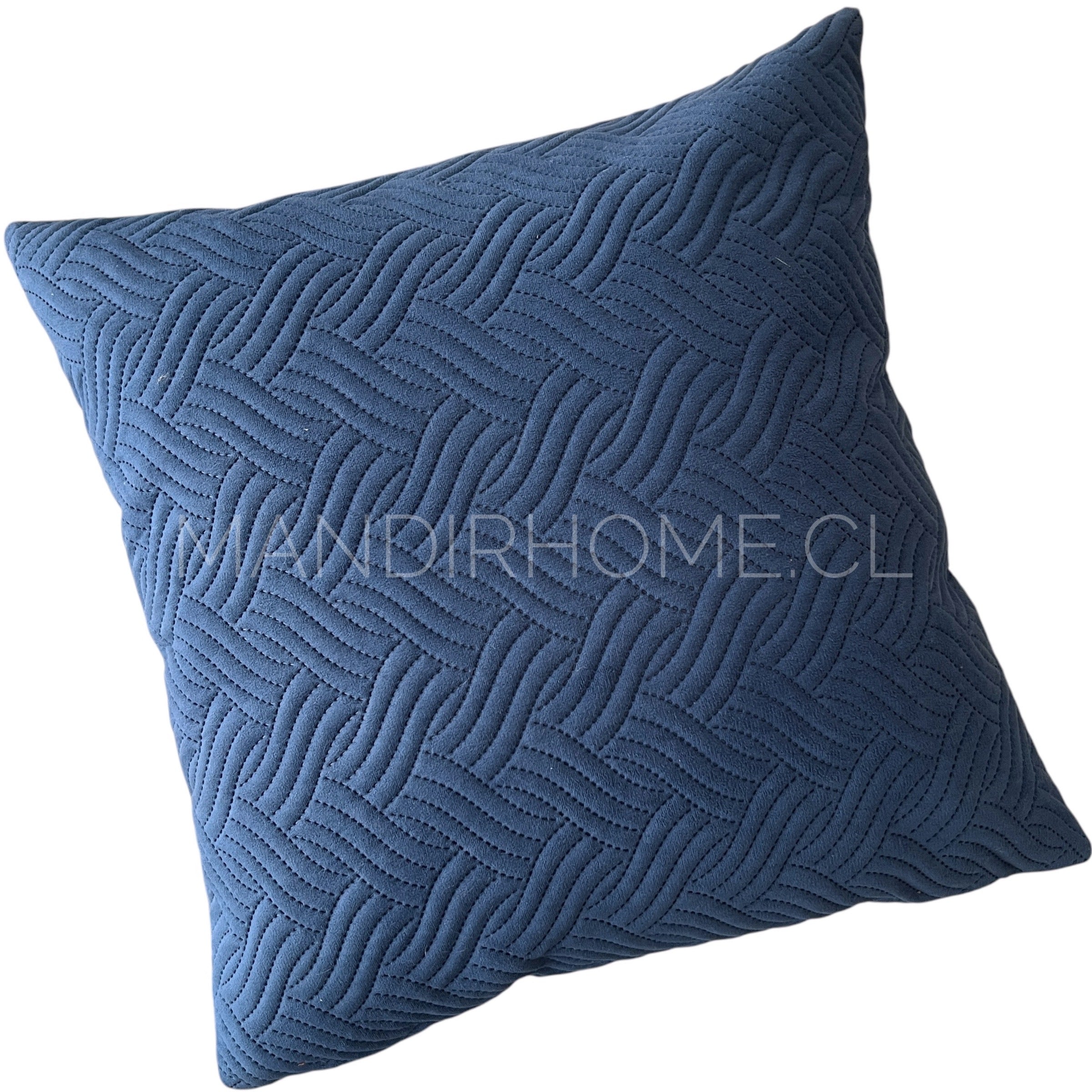 ¡Quedan 4! Funda Cojín Terciopelo Costuras Trenza Azulino Cuadrada