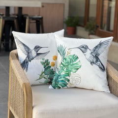 SET 2 FUNDAS ESTAMPADO - COLIBRÍ MONSTERA + REGALO