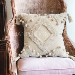 Funda Cojín Antonia Boho Crudo Cuadrada