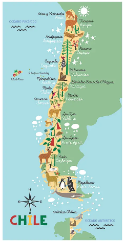 Alfombra Vinílica Mapa Chile 140x160cms/ A PEDIDO