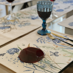 SET 6 Individuales Hortensias Tela Repelente y Antimanchas