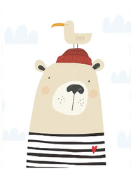 Alfombra Vinílica Oso Marinero 110x140cms/ A PEDIDO