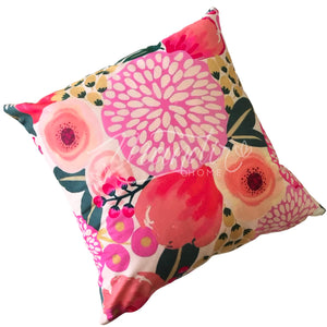 ¡Queda 1! Funda de Cojín Estampado Flores Rosado Damasco y Verde