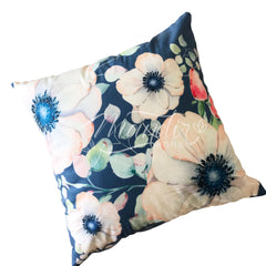 Funda de Cojín Estampado Flores Fondo Azul