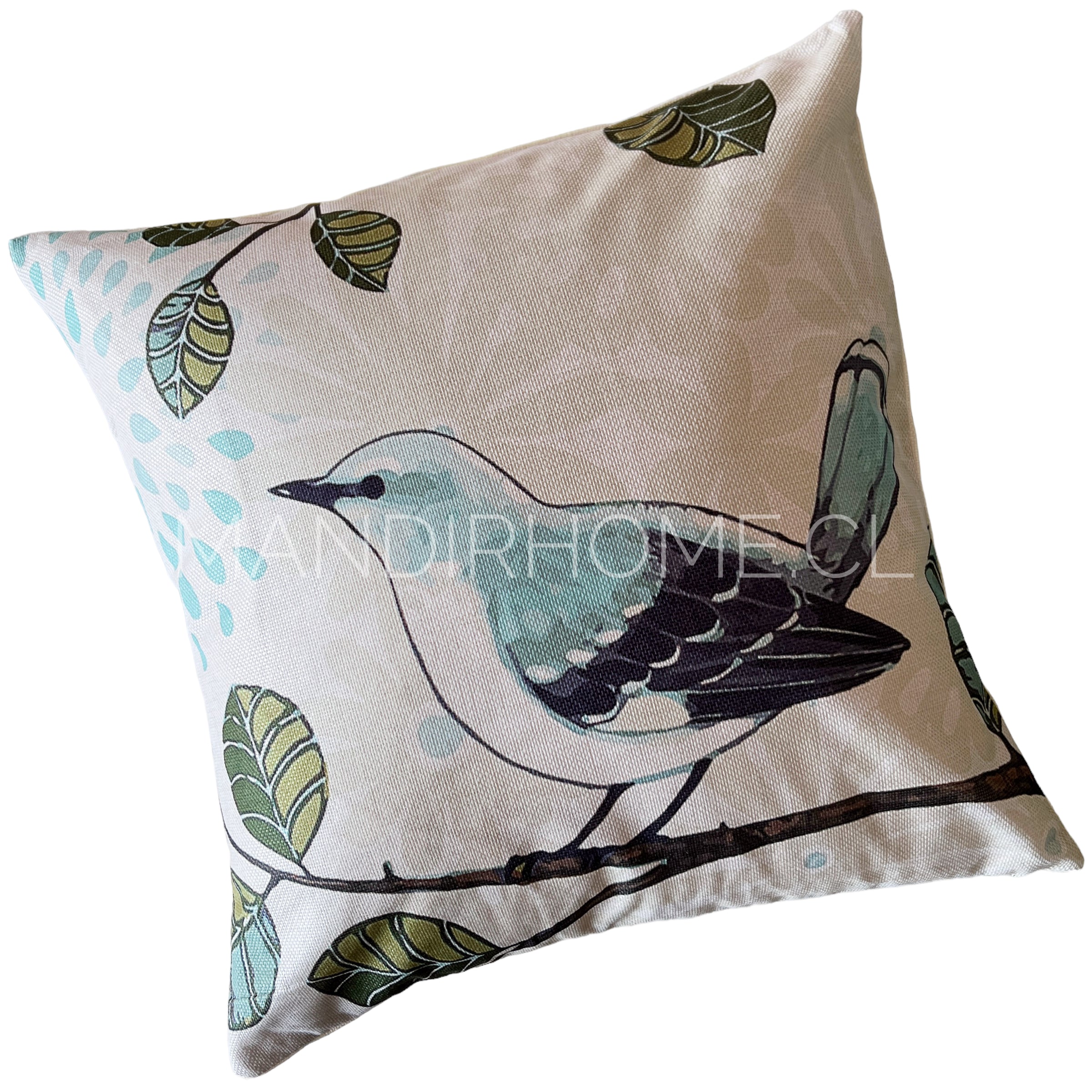 Funda de Cojín Estampada Pajarito María Paz 45x45cms