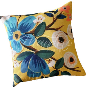 Funda de Cojín Estampado Flores Amarillo Vintage