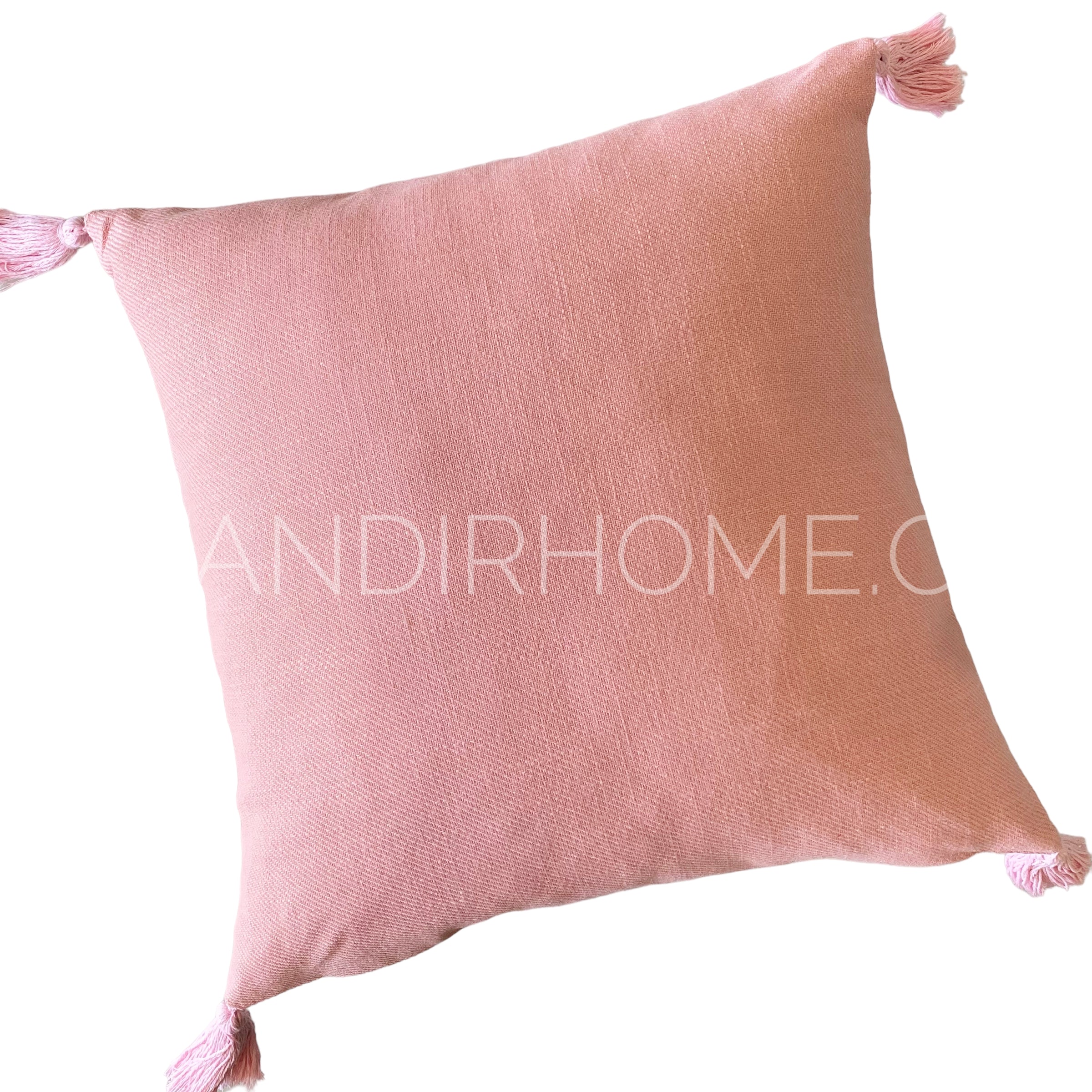 Funda de Cojín Simple Rosado Borlas  Cuadrada