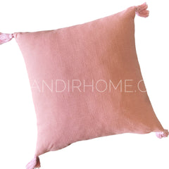 Funda de Cojín Simple Rosado Borlas  Cuadrada