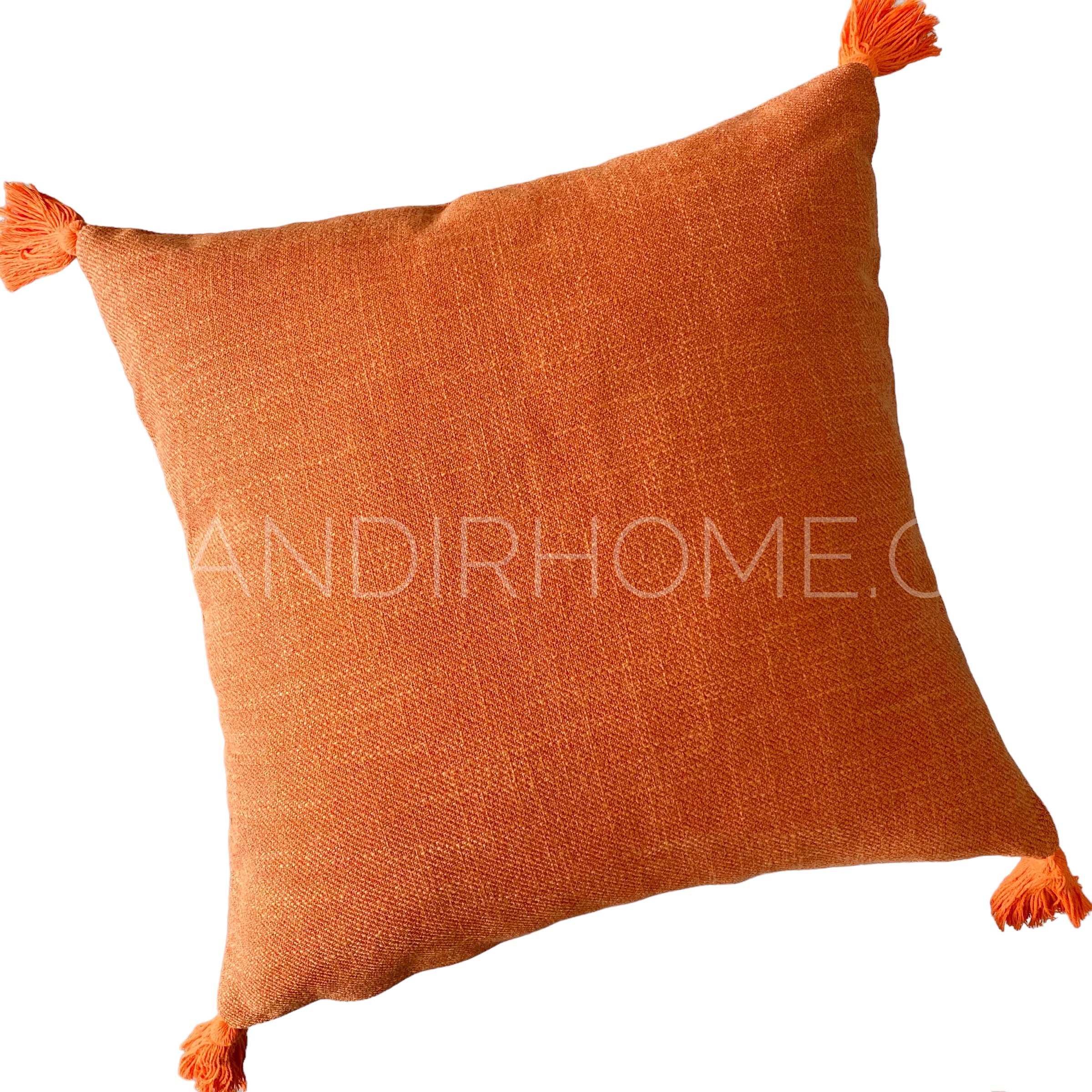 ¡Queda 1! Funda de Cojín Simple Naranjo Borlas  Cuadrada