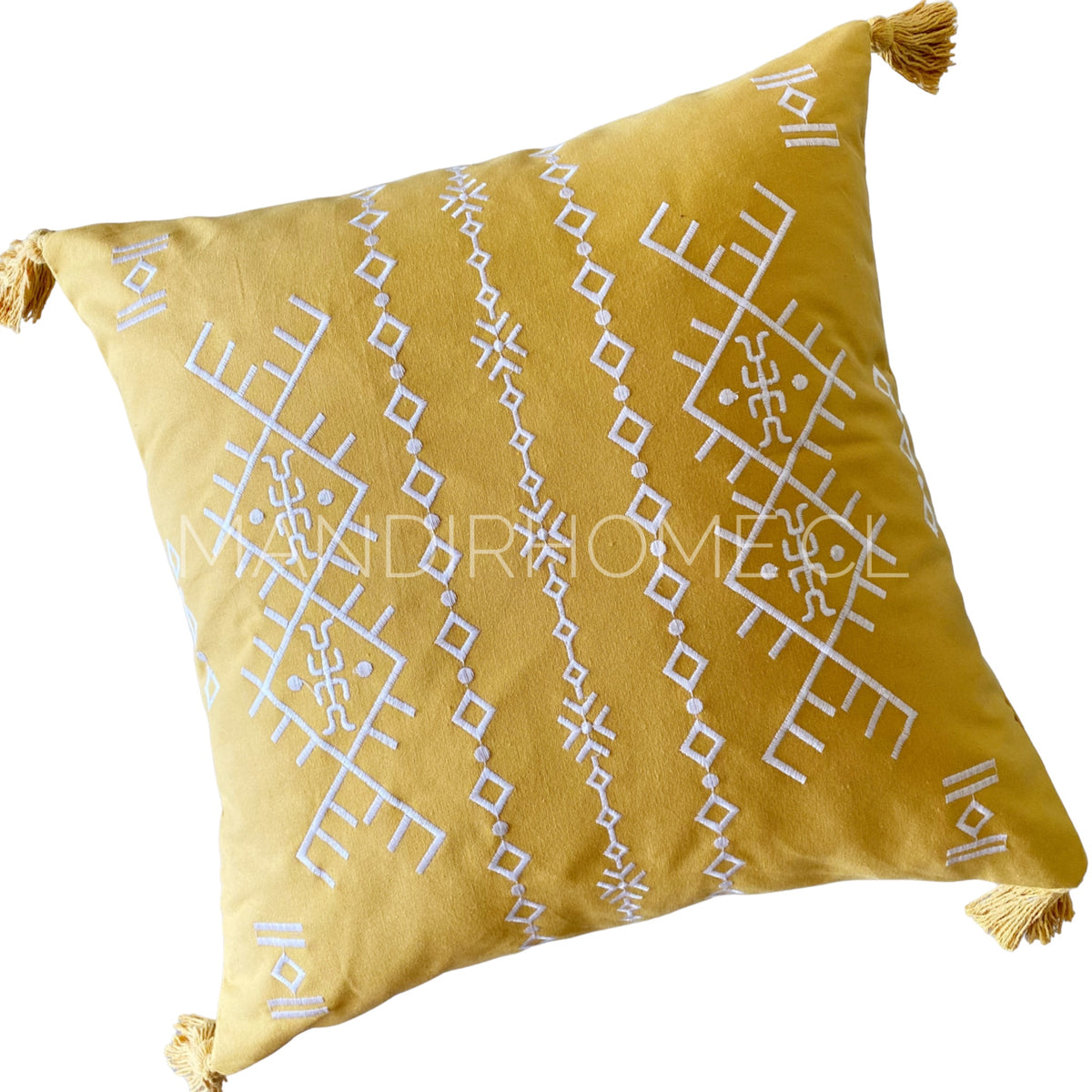 ¡Queda 1! Funda de Cojín Boho Monterrey Mostaza Cuadrado