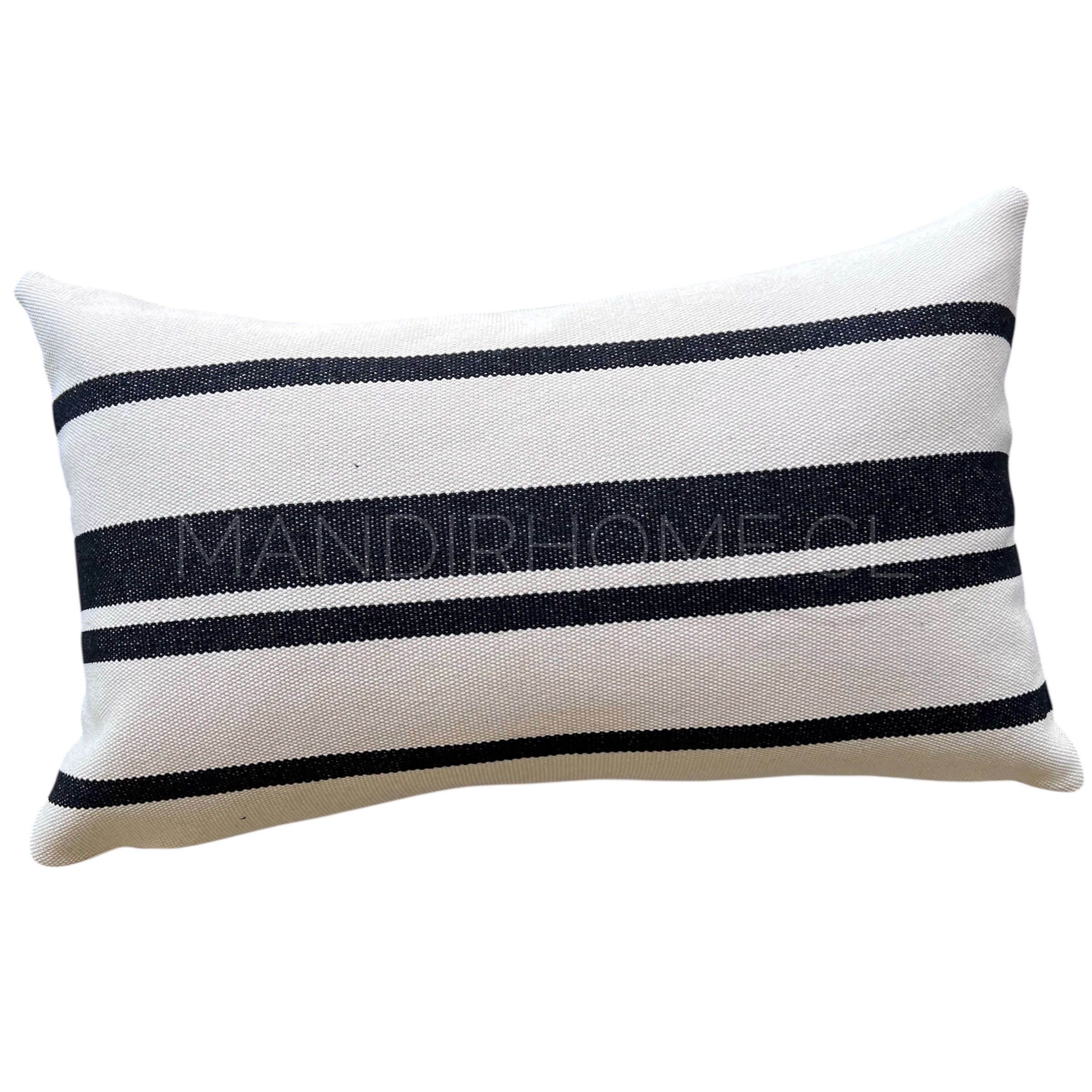 Funda de Cojín Boho Marsella Negro Tejido Rectangular