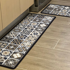 Set Alfombras de Cocina Mosaico Beige Antideslizante y Absorbente | Anticharcos y Lavables - Mandir Home
