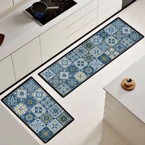 ¡NEW! Set Alfombras de Cocina Marina Azul Antideslizante y Absorbente