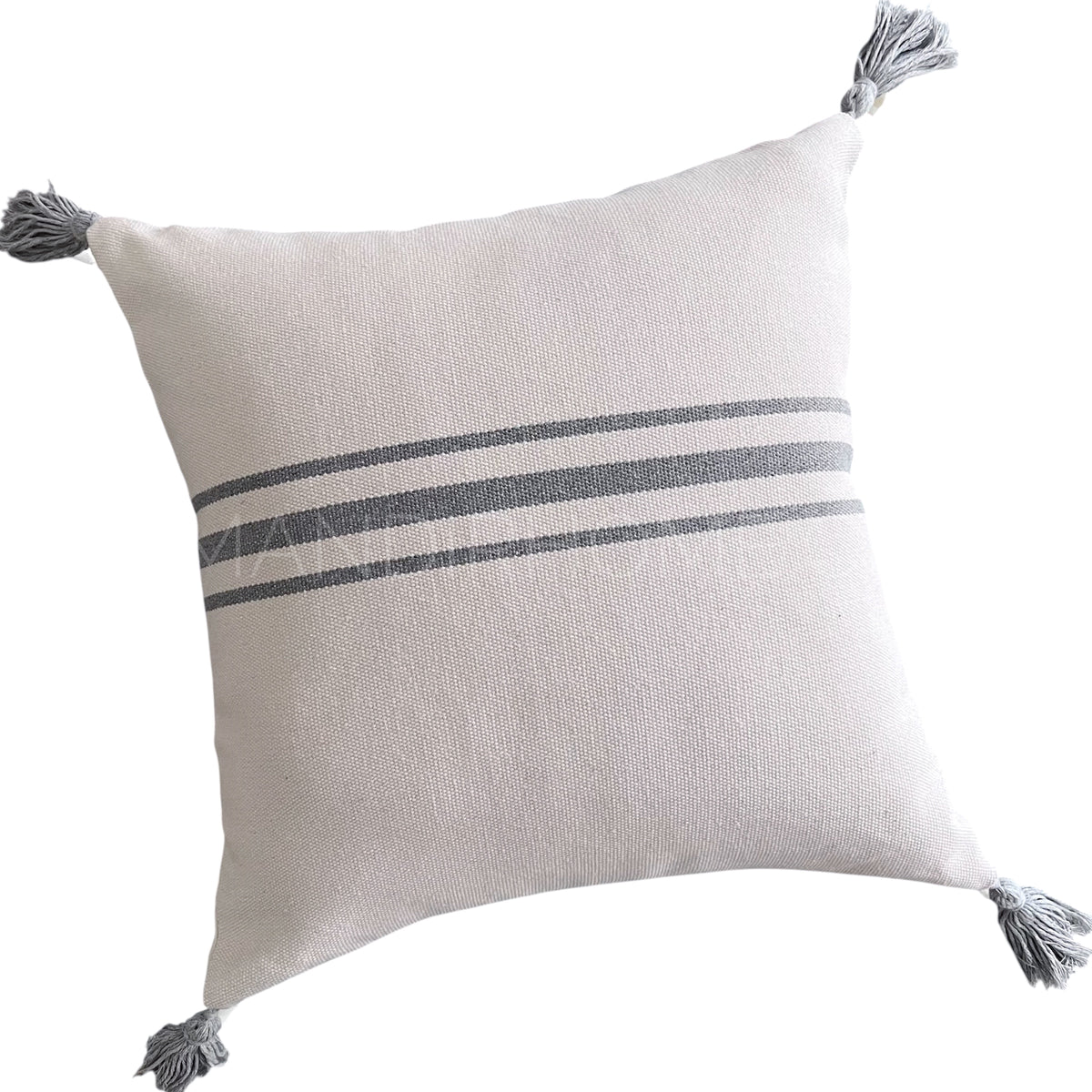 Cojín decorativo lineas gris con textura suave estilo minimalista