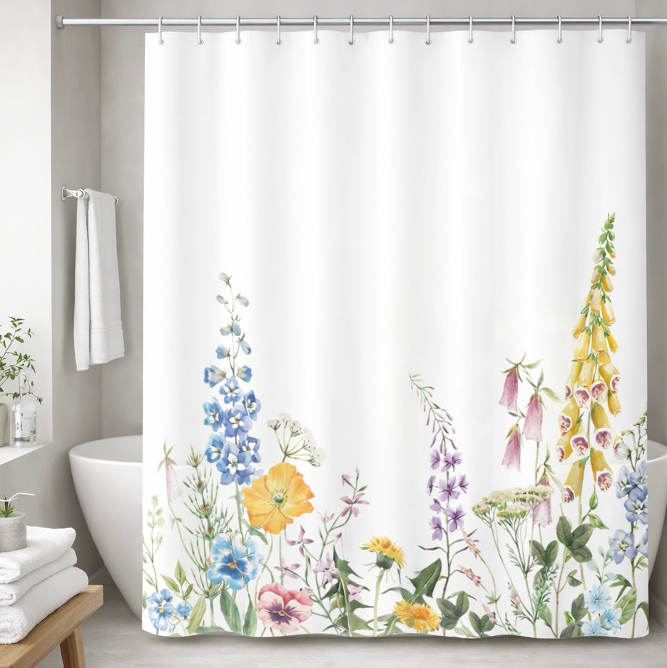 Cortina de Baño Impermeable 180x180 | Flores Silvestres - Mandir Home