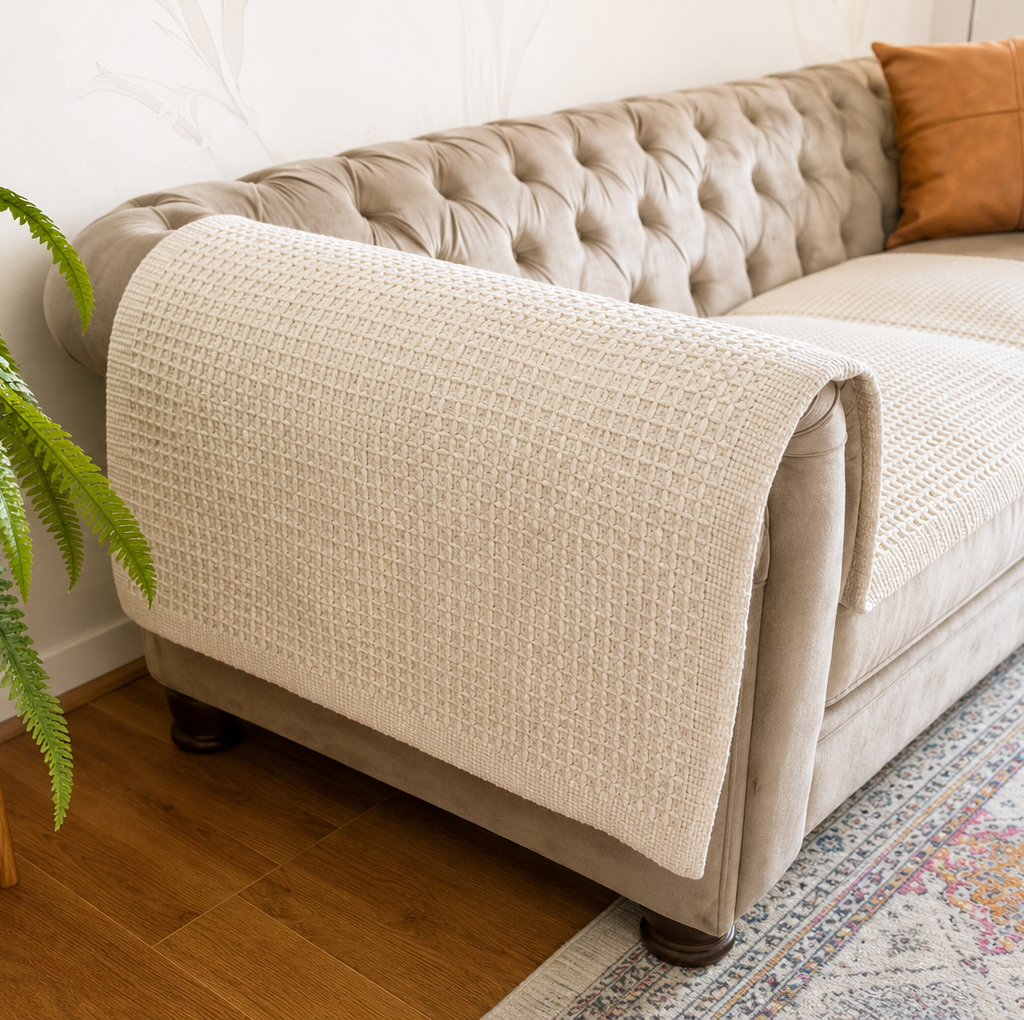 Piecera King/ Manta Algodón Mat Tejito Cofre 210x70cms - Mandir Home