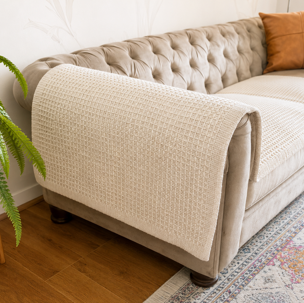 Piecera King/ Manta Algodón Mat Tejito Cofre 210x70cms - Mandir Home
