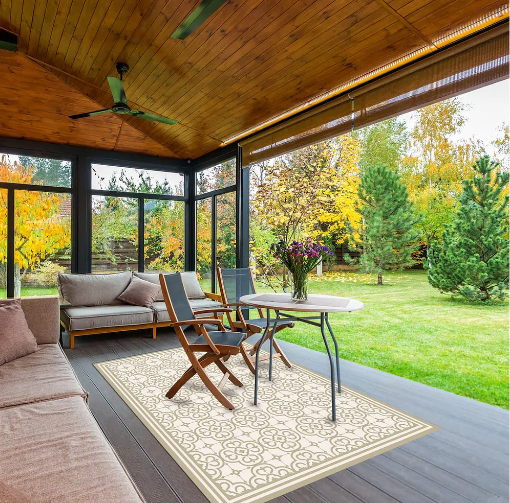 Alfombra Vinílica Flor Arabe Arena 220x140cms/ A PEDIDO