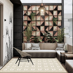 Alfombra Vinílica Flor Arabe Arena 220x140cms/ A PEDIDO