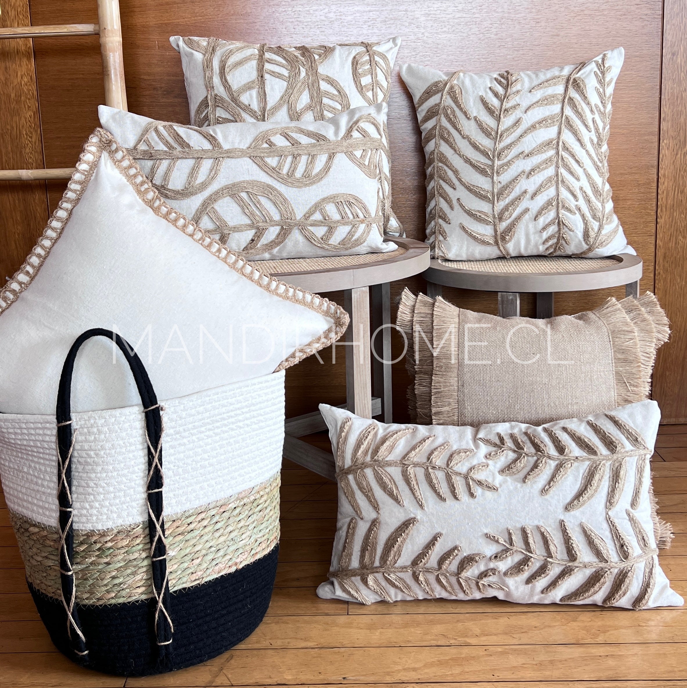 SET 2 NATURAL RÚSTICO YUTE HOJA ALARGADA + REGALO