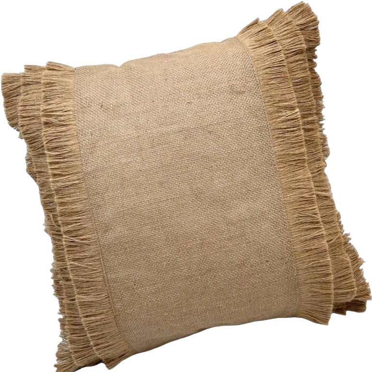 Funda de Cojín Natural Rústico Arpillera Yute Cuadrada