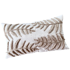 Funda de Cojín Natural Rústico Yute Hoja Alargada Rectangular