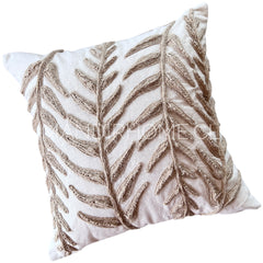 Funda de Cojín Natural Rústico Yute Hoja Alargada Cuadrada