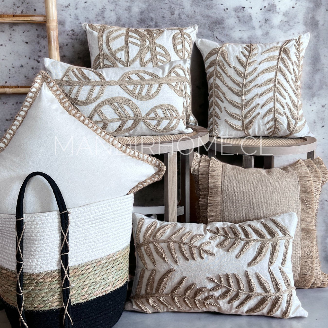 SET 2 NATURAL RÚSTICO YUTE HOJA ALARGADA + REGALO