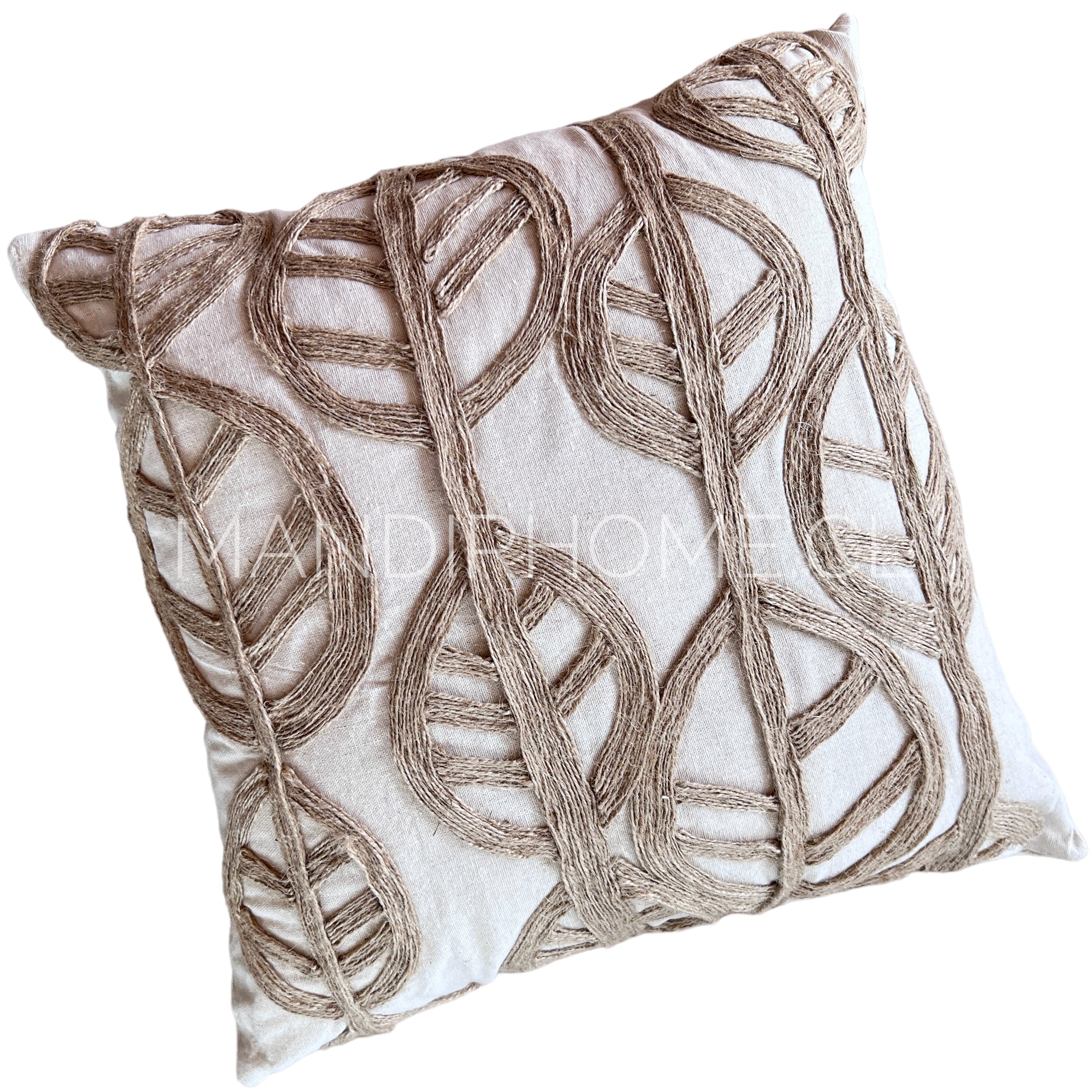 Funda de Cojín Natural Rústico Yute Hoja Redonda Cuadrada